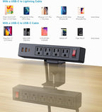 Dual Layer Desk Clamp Power Strip Surge Protector, Under Desk Power Strip - Image 7