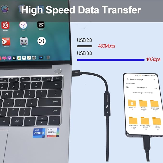USB to USB C Adapter, Transfer up to 10Gbps, USB to Type C Charger Cable Adapter - Image 3
