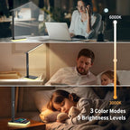 LED Desk Lamp for Home Office, USB Charging Port, Reading Lamp Desk Light - Image 4