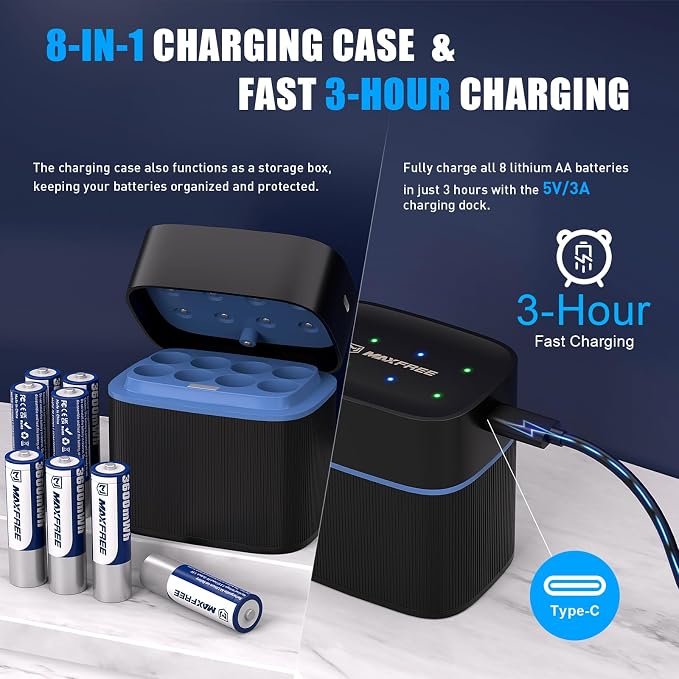 Maxfree Rechargeable AA Batteries Lithium - Image 9