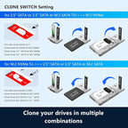 AOKO M.2 NVMe to M.2 SATA and 2.5”/3.5” SSD/HDD Clone Docking Station, USB-C - Image 2