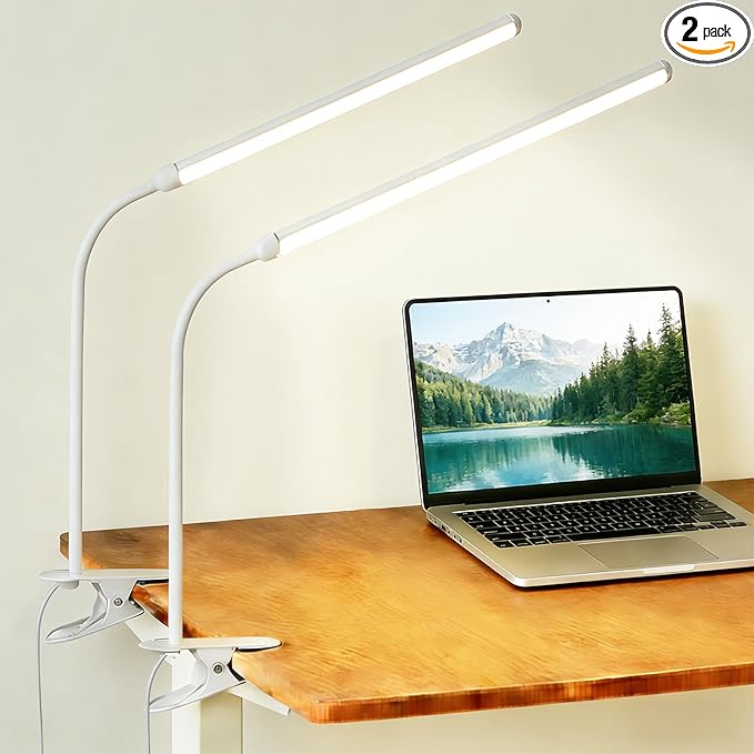 2 Pack LED Clip On Reading Light, Desk Lamp by Unknown