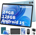 Android Tablet with Keyboard, 10 inch Android 15 tablet, 24GB RAM 128GB ROM by YLEEBG