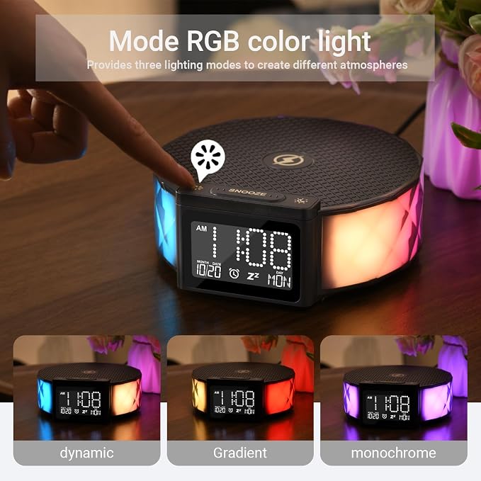 Alarm Clock with Fast Wireless Charging 15W, Digital Alarm Clock Night Lamp - Image 3