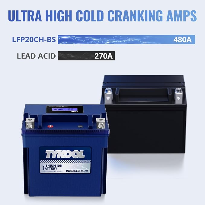 TYKOOL YTX20CH-BS Lithium LiFePO4 Motorcycle Battery, 12V 8Ah, Built in BMS - Image 6