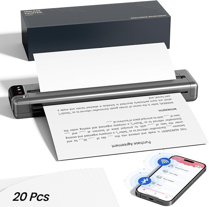 Phomemo Upgraded Q302 Portable Printer, Ultra-High 300dpi Inkless Printer by Phomemo