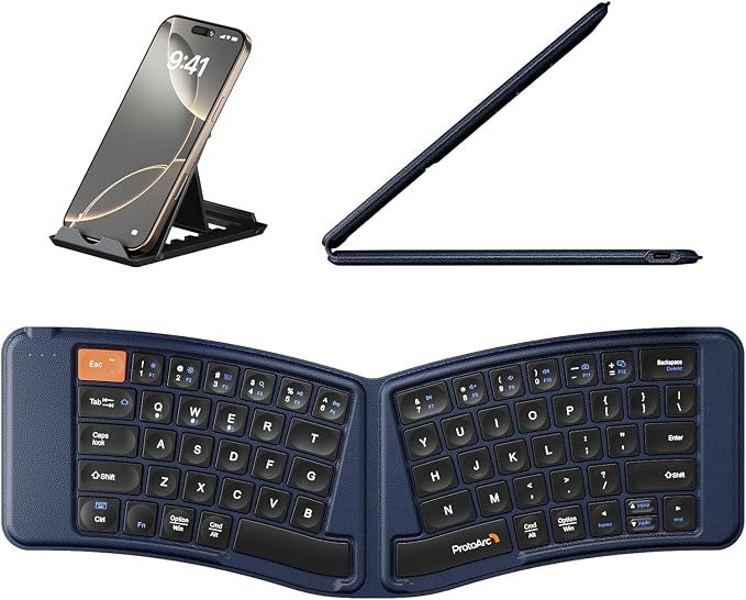 ProtoArc Ergonomic Foldable Keyboard, XK03 Split Folding Travel Bluetooth by ProtoArc