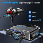 Cigarette Lighter Adapter, 222W 3 Socket Car Cigarette Lighter Plug USB Charger - Image 3
