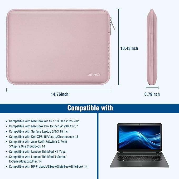 MOSISO Laptop Case 15 inch, 15 inch Laptop Sleeve Bag Compatible - Image 8