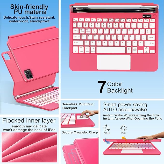 for iPad Pro 13 Inch Case with Keyboard，Magic-Style Magnetic – 7 Colors - Image 5