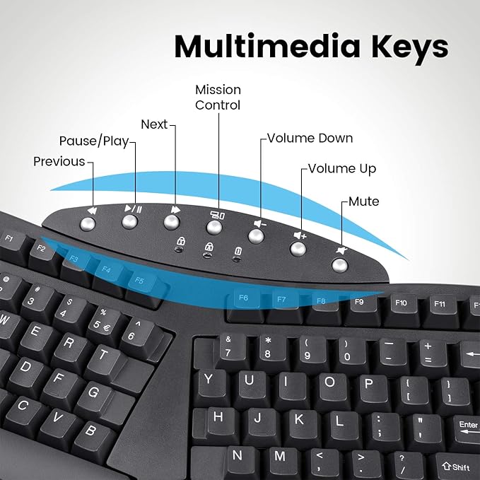 Perixx Periboard-612B Wireless Ergonomic Split Keyboard - Image 7