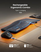 ProtoArc Ergonomic Wireless Keyboard Mouse, EKM01 Plus Full Size Ergo Bluetooth - Image 9