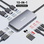 UANTIN USB C Docking Station Dual Monitor, 10-in-1 USB C to Dual HDMI Adapter - Image 2