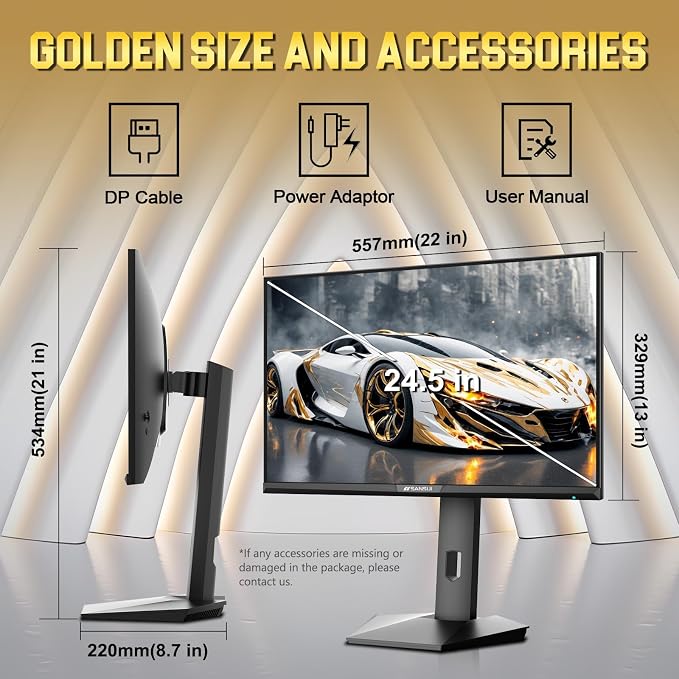 SANSUI 24.5 Inch Gaming Monitor 300Hz, QHD 2560×1440 Computer Monitor, 1ms Fast - Image 9