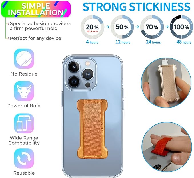Phone Grip Holder for Hand, Universal Finger Strap Phone Holder, Finger Selfie - Image 2