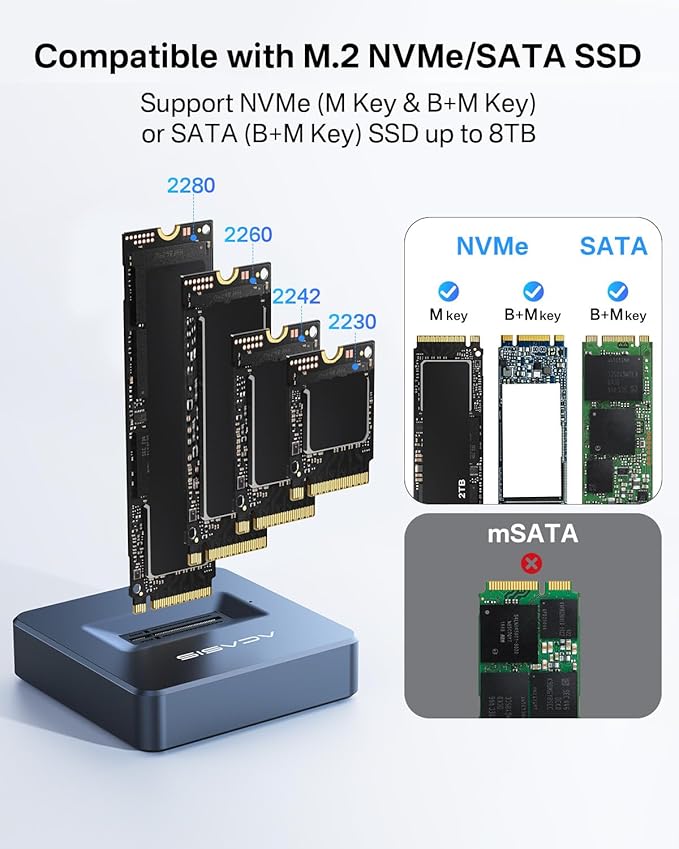 ACASIS NVME SSD Reader Adapter, Aluminium Alloy Housing Fast Heat Dissipation - Image 4