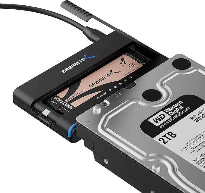 SABRENT USB 3.2 Type C M.2 PCIe NVMe + 2.5/3.5 Inch SSD & HDD Converter by SABRENT