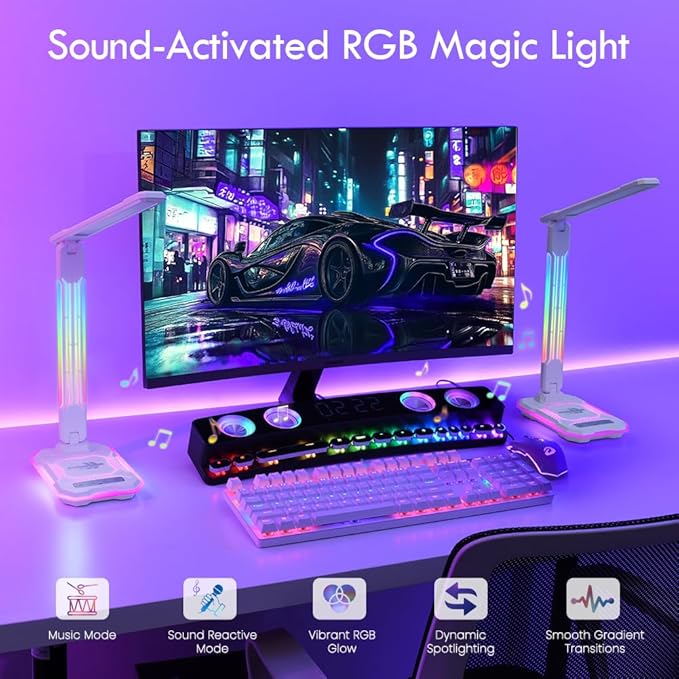 WILIT Desk Lamp for College Dorm Room, Sound Reactive RGB Lamp, Gamer Room Decor - Image 2