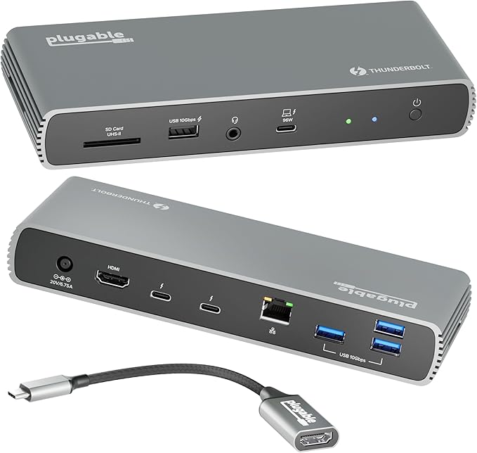 Plugable Thunderbolt 4 Dock for Dual 4K or 8K Display – 100W Charging Docking by Plugable