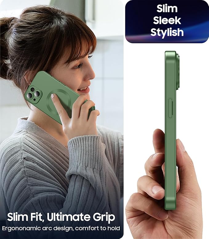 Magnetic for iPhone 14 Case Slim Soft Silicone Bumper Shockproof Metallic - Image 6