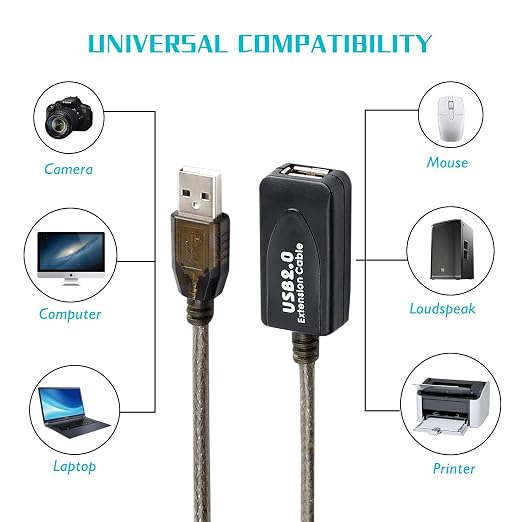 15 FT USB Extension Cable, USB 2.0 Type A Male to A Female Active Repeater - Image 4