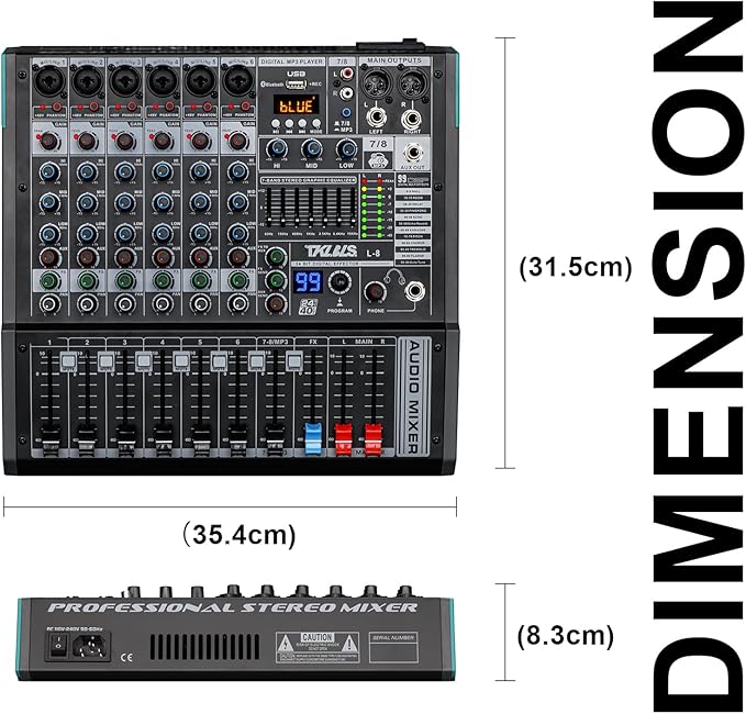 8 Channel Streaming Audio Mixer, Sound Board Mixing Console - Image 8