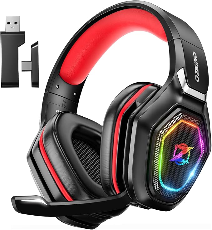 Wireless Gaming Headset with Flip Microphone by Ozeino