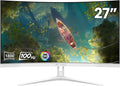 CRUA 27" Curved White Monitor, Full HD VA Panel 1800R 100HZ 120% sRGB by CRUA
