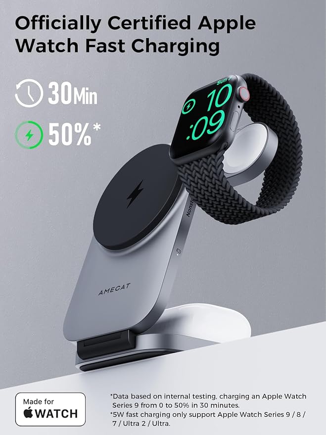 3 in 1 Charging Station, MagFusion Z Foldable Qi2 Certified 15W Wireless - Image 4