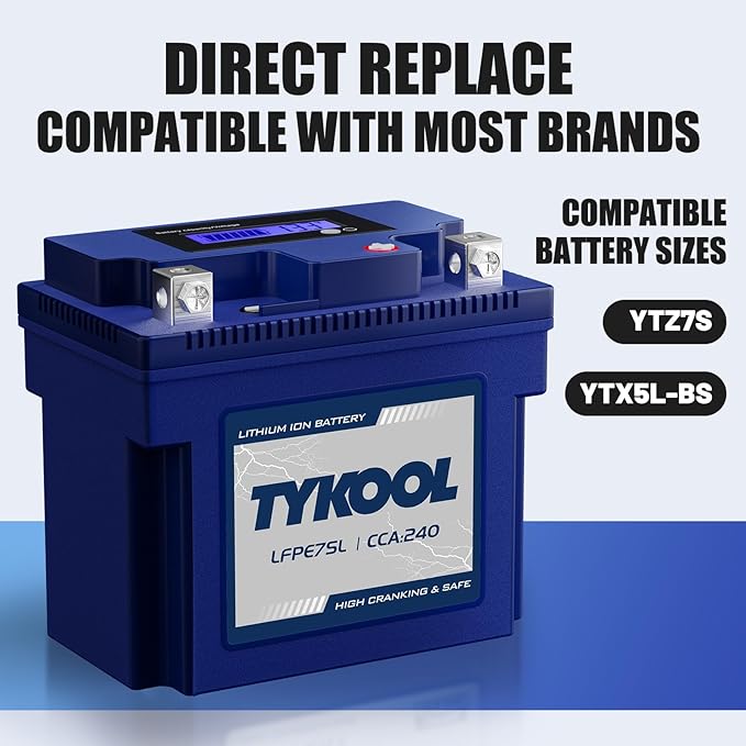 YTZ7S / YTX7L, 12V 4Ah 240CCA LiFePO4 Motorcycle Battery, Powersports Battery - Image 5