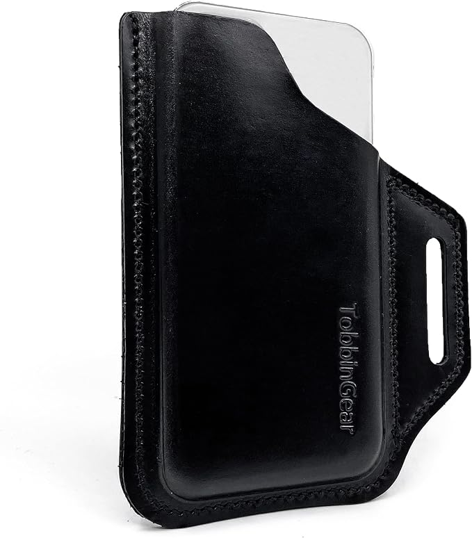 TobbinGear Leather Belt Phone Pouch, Left Handed Leather Cell Phone Holster by TobbinGear