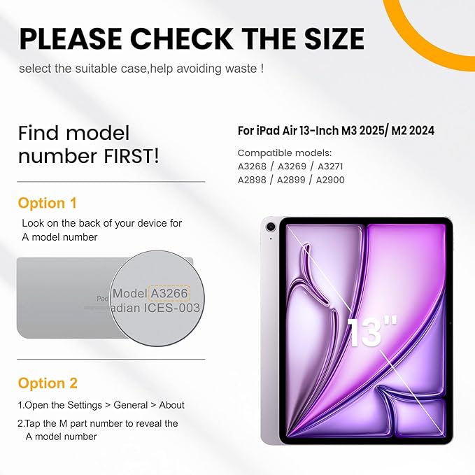 timecity for iPad Air 13 Inch Case M3 2025/ M2 2024, 360° Rotating Stand - Image 2