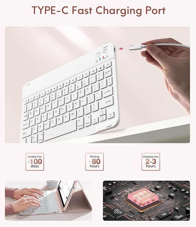 CHESONA Keyboard Case for iPad 11th/10th Generation, Detachable Wireless - Image 6