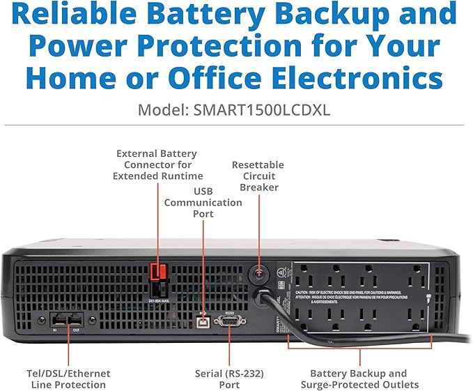 Tripp Lite SMART1500LCDXL 1500VA Rack Mount UPS Battery Backup - Image 2