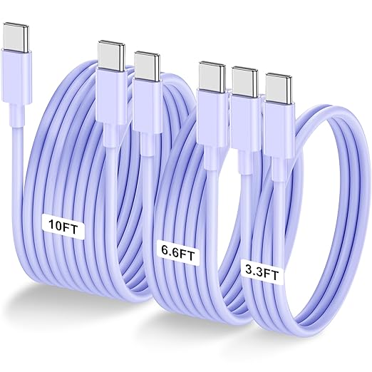 3-Pack Purple 60W USB C to USB C Cable, Type C Fast Charging Cable by LOFPYE
