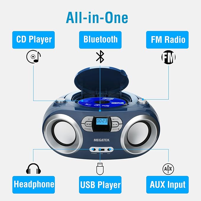 MEGATEK Portable CD Player Boombox - Image 2