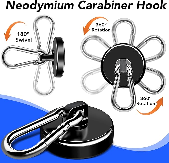 LOVIMAG Magnetic Hooks, 150LBS Strong Magnet Hooks Black Swivel Magnetic Hook - Image 5