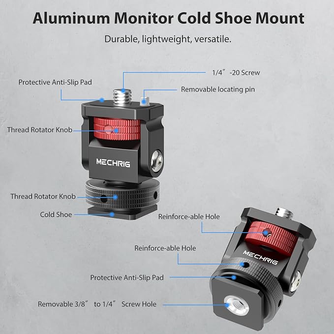 Mini Camera Monitor Mount with Cold Shoe, Aluminum Cold Shoe Mount Adapter with - Image 6