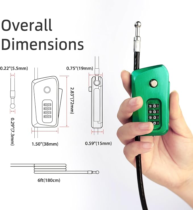 6ft Python Cable Lock for Bike, Trail Camera, 4 Digit Combination Lock - Image 4