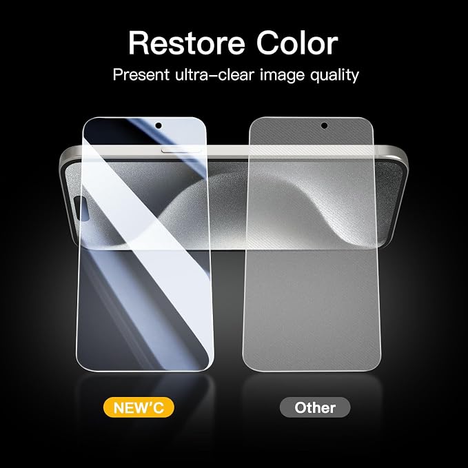 NEW'C 3 Pack Privacy for iPhone 15 Pro Max Screen Protector, Anti-Spy Tempered - Image 7