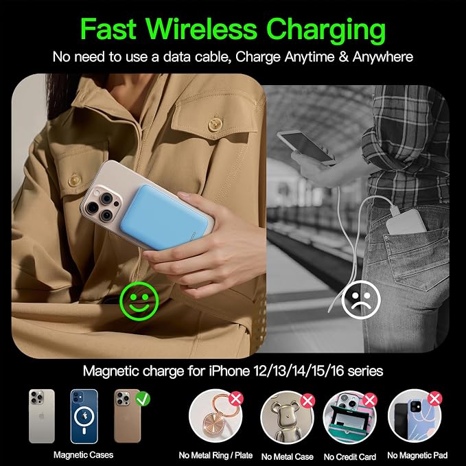 2025 Magnetic 15W Power Bank for iPhone, 5000mAh Magsafe Battery Pack - Image 5