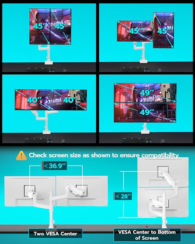Vertical Dual Monitor Mount for 17-49 Inch Ultrawide Heavy Duty Curved Screen - Image 3