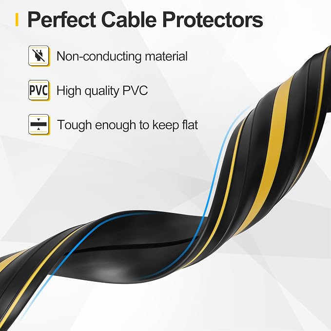 Floor Cord Cover 6.5Ft 2Pcs Heavy Duty PVC Floor Cable Protector Electric Cord - Image 3