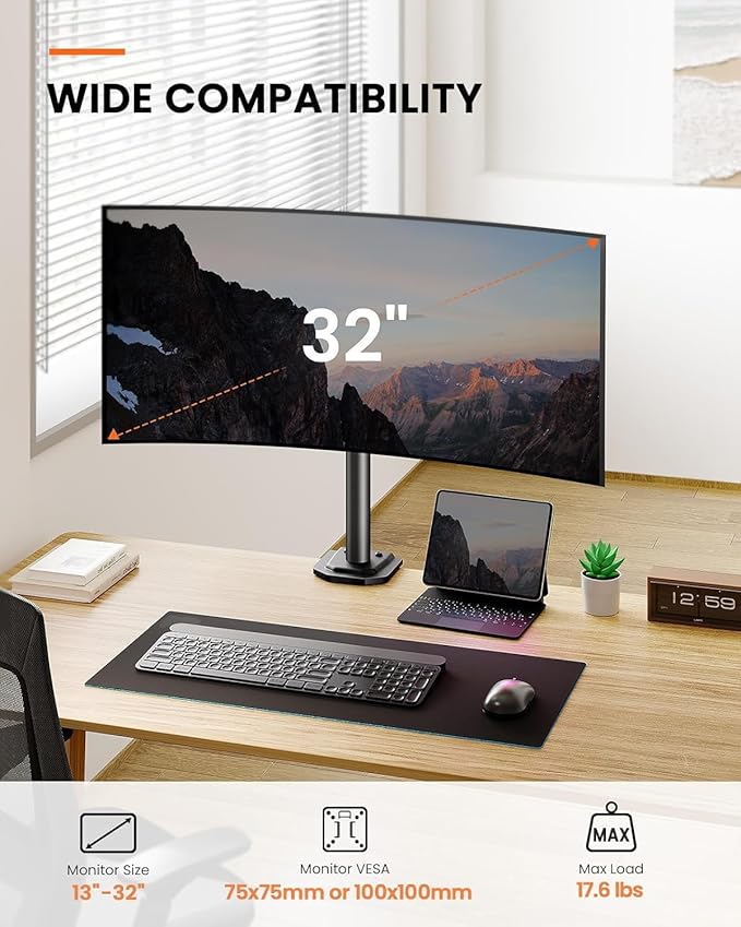 Ergear Monitor Mount for Most 13-32" Computer Screens up to 17.6lbs, Improved - Image 2