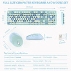Wireless Keyboard and Mice Combo, Retro Round Keys Full-Sized Cute Keyboard - Image 9