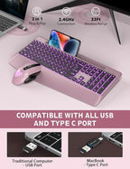 Wireless Keyboard and Mouse Backlits, Wrist Rest, LED Mouse, Rechargeable - Image 6