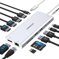 USB C Hub USB-C Docking Station Dual Monitor 14 in 1 Triple Display Multiport by ABIWAZY