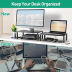 Zimilar 2 Pack Monitor Stands, 3 Height Adjustable Riser - Image 3