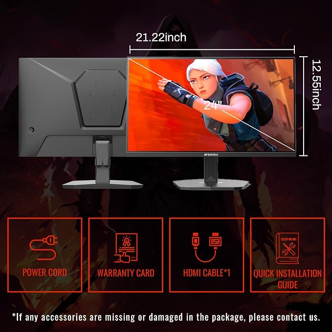 SANSUI Gaming Monitor, 24 Inch 200Hz 180Hz, FHD 1080P 1ms 110% sRGB Computer - Image 9