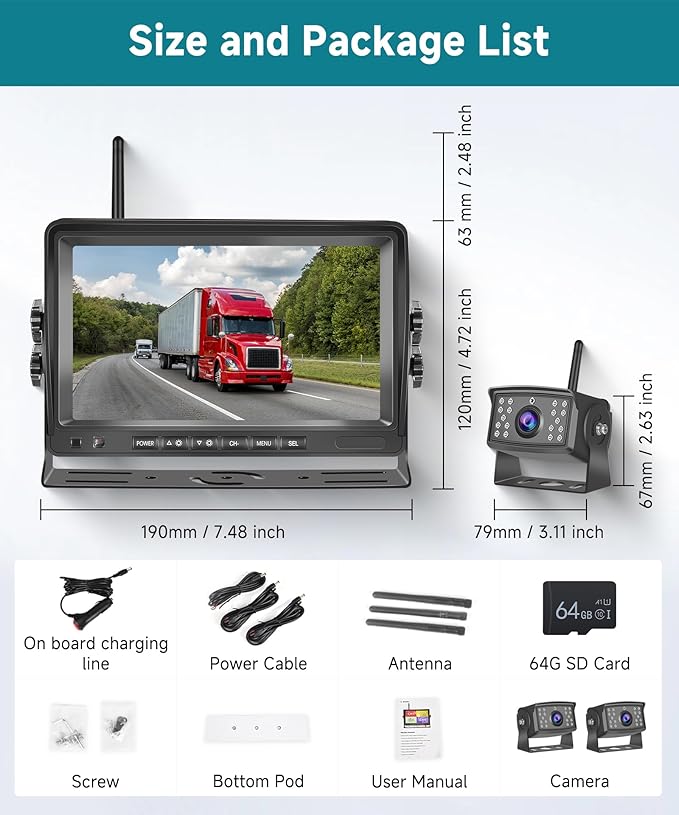 Wireless Backup Camera for RV, Wireless Reverse Camera 12V-36V for - Image 7